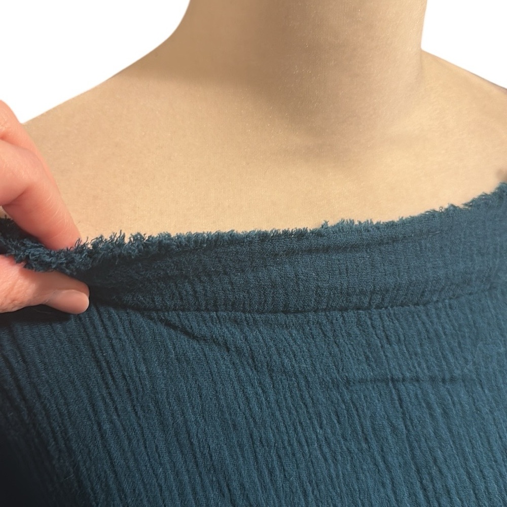 BEFORE YOU Teal Textured OVERSIZED Top size medium - Picture 3 of 7